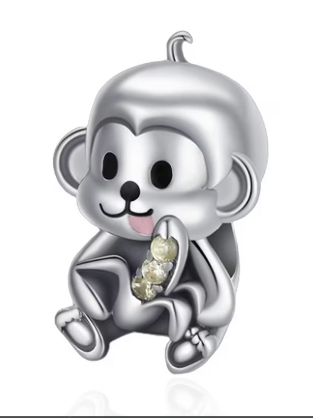 🐵 Cute Monkey Charm Silver Tone European Bracelet Charm-NEW
